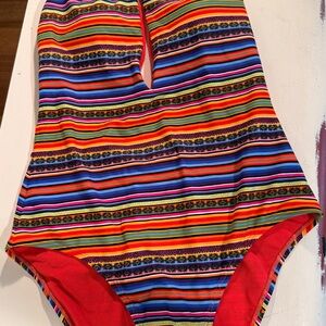 Colorful Striped One-Piece Swimsuit - Multicolor NWOT